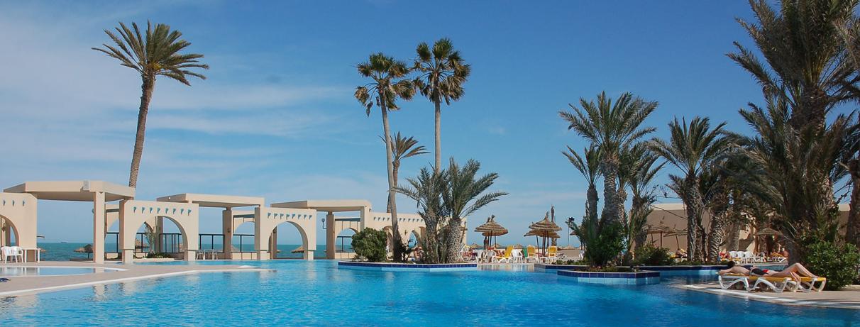 piscine avec palmiers