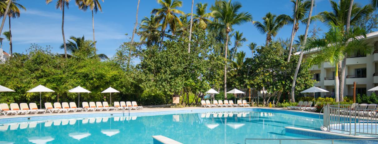 Piscine avec transats