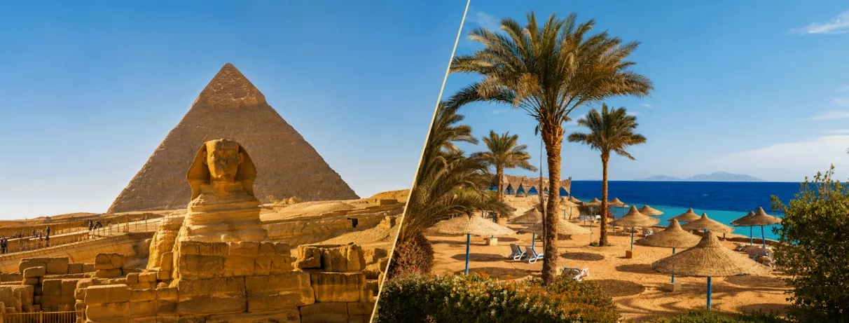 Pyramides eyt Sphynx et mer rouge à hurghada tout inclus pour un combiné croisière en egypte