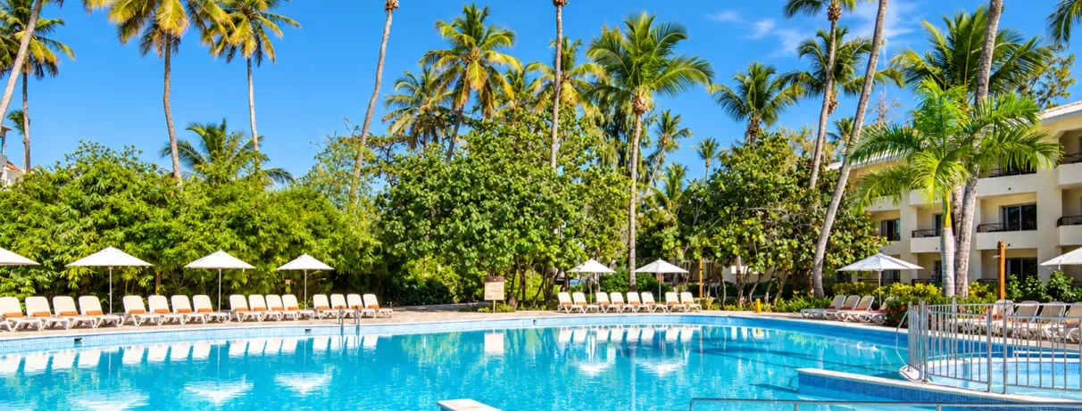 Piscine avec transats