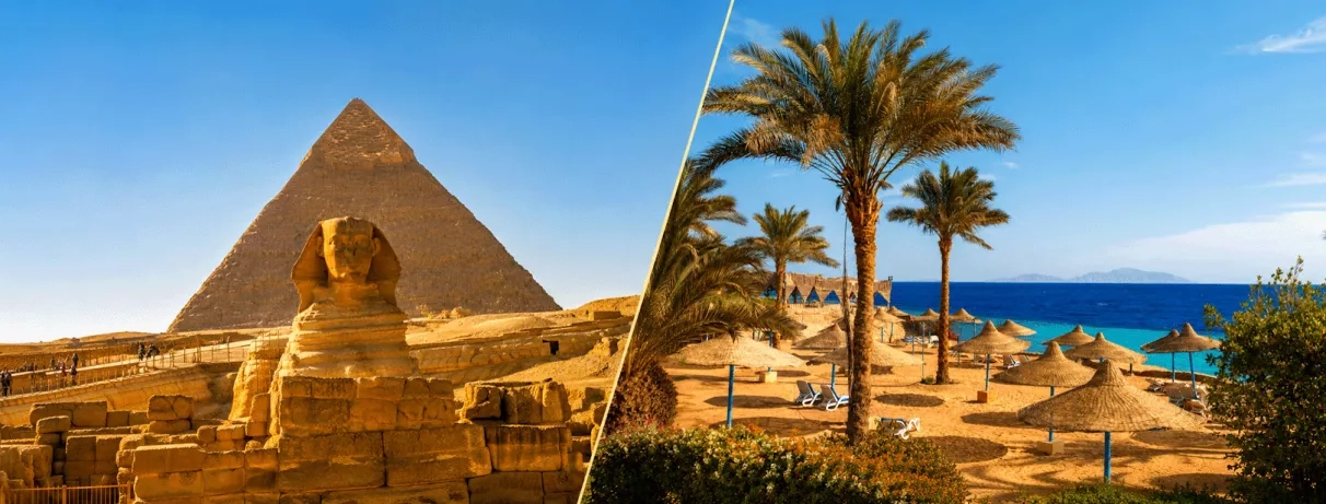 Pyramides eyt Sphynx et mer rouge à hurghada tout inclus pour un combiné croisière en egypte