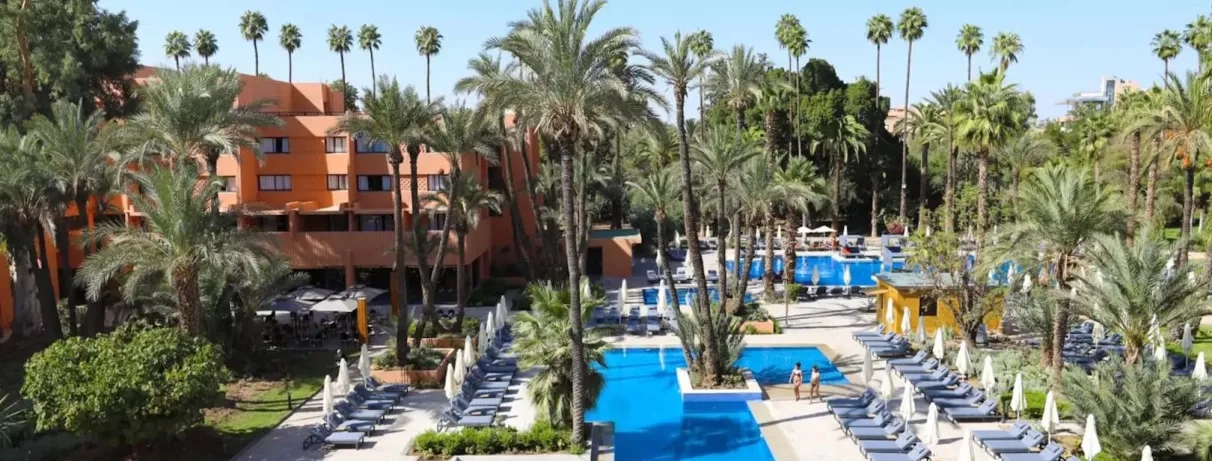 vue d'ensemble sur la piscne et le jardin