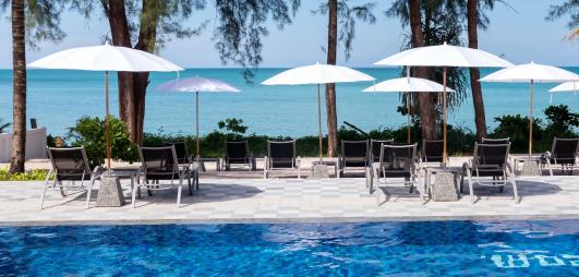 piscine avec transats et parasols 