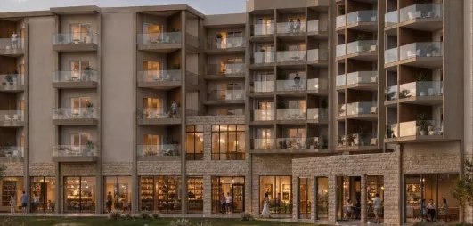 Vue bâtiment avec jardin 