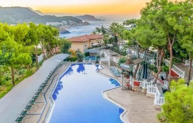 vue d'ensemble de la piscine et du jardin