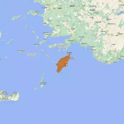 la carte géographique de l'île de Rhodes
