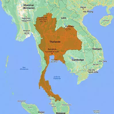 la carte géographique de la haïlande