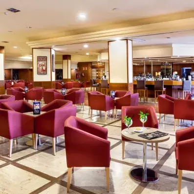 salon avec bar et fauteuils