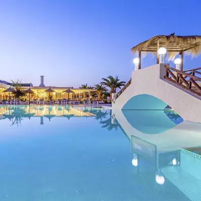 piscine avec petit pont