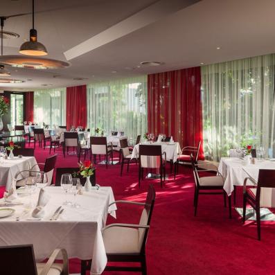 salle de restaurant moquette rouge