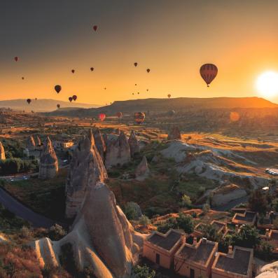 coucher de soleil sur la capadocce
