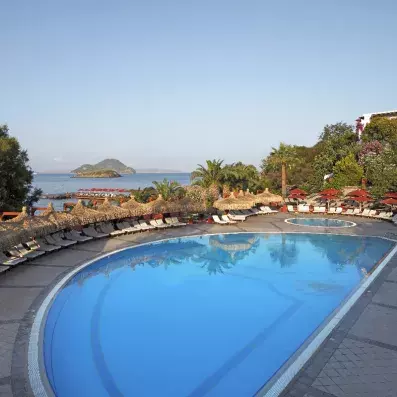 piscine extérieur avec transats et parasols