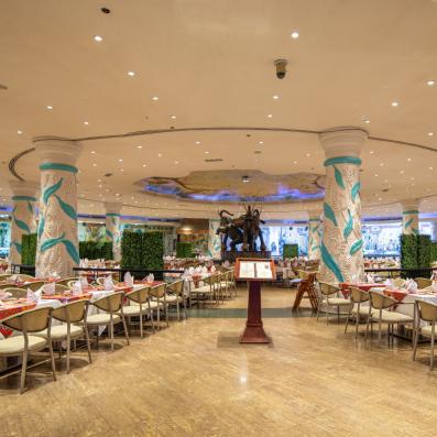 restaurant ton beige et bleu