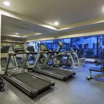 salle de fitness avec machines de musculations