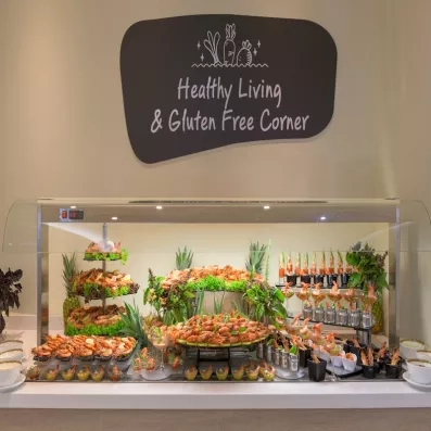 Partie du buffet du restaurant consacré aux plats sans gluten