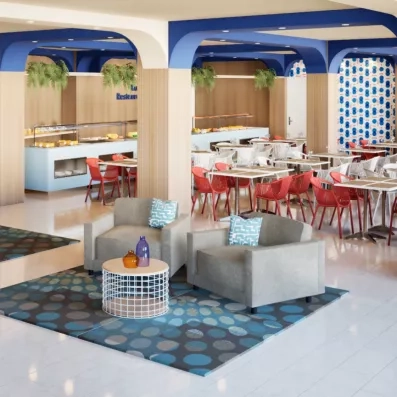 vue d'ensemble du restaurant buffet pour le petit-déjeuner 