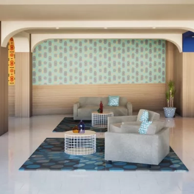 hall d'entrée avec plusieurs fauteuils 