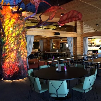 salle du restaurant principale lors du petit déjeuner à l'hôtel levi spa en laponie finlandaise en été