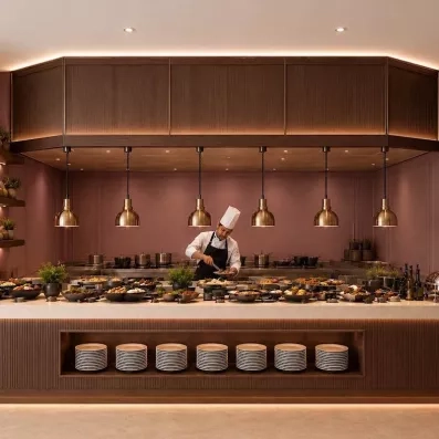 Chef cuisinier au buffet