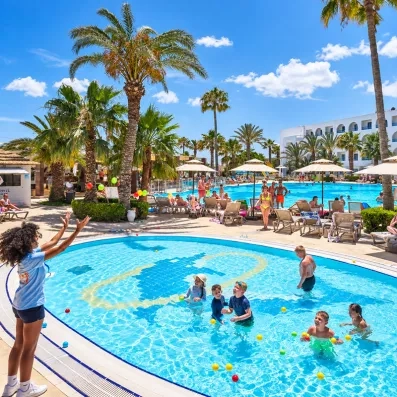 Piscine enfants et animation aquatique au club de vacances Mondi Club Nozha Beach Hammamet