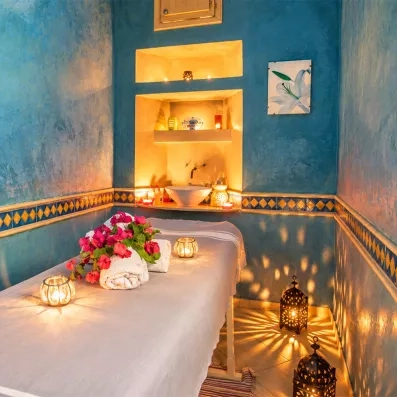 Table de massage et ambiance orientale au centre spa du Mondi Club Seabel Aladin Djerba