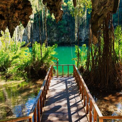 parc naturel avec eau turquoise