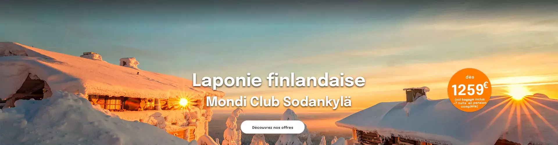 vue sur un paysage enneigé de la Laponie avec une offre de séjour à partir de 1259€