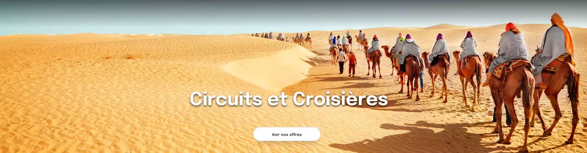 un groupes de touristes habillés en tenue berbère et chevauchant des dromadaires dans le désert