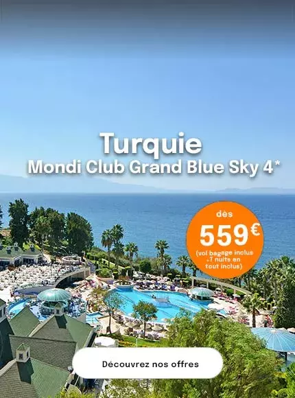 vue du Mondi Club Grand Blue Sky sur la mer Egee avec une proposition de séjour à partir de 559€