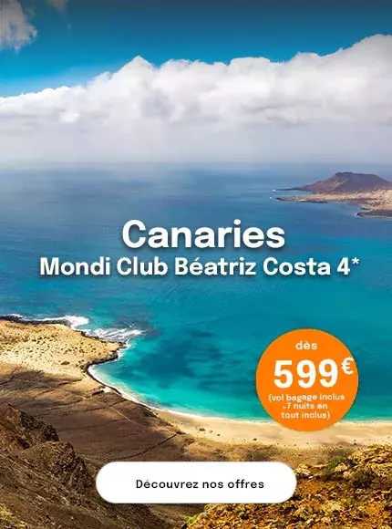 la mer des Canaries avec un bout d'île au fond pour proposer une offre dès 599€