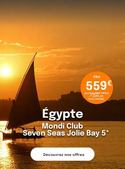 une felouque sur le Nil en Egypte au coucher du soleil proposant une offre dès 559€