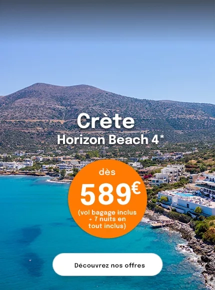 un hôtel avec vue sur la mer proposant une semaine en Crète à partir de 589€