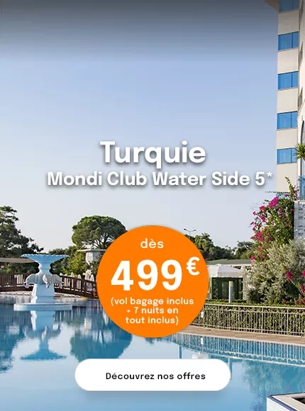 Vue sur la piscine du Mondi Club Water Side en Turquie avec une offre dès 499€