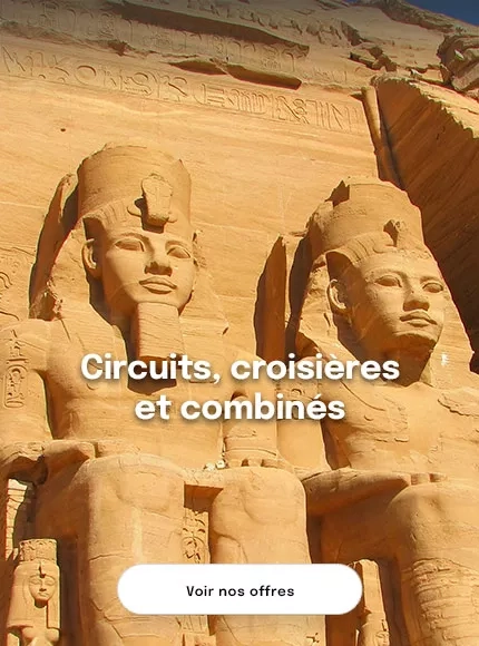 2 immenses statues de Dieux égyptiens devant le temple d'Abou Simbel
