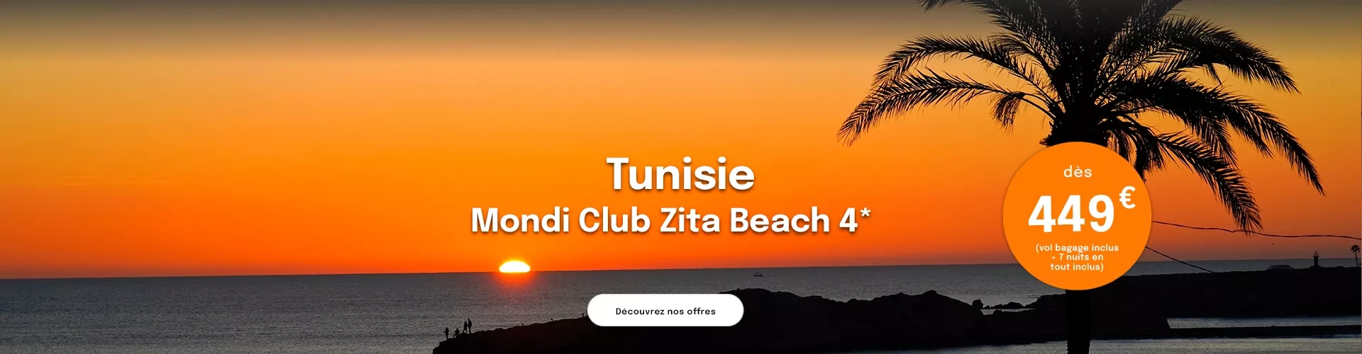 coucher de soleil en Tunisie avec une offre à 449€