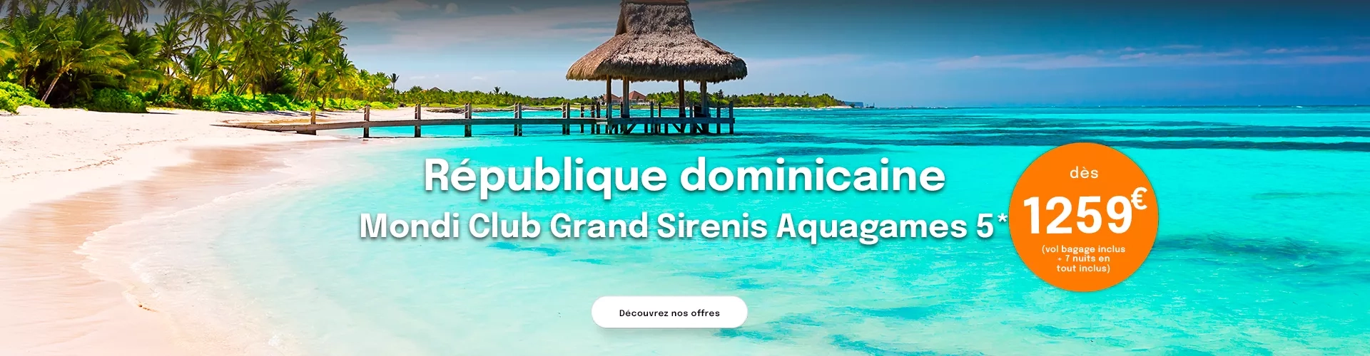 une plage de sable blanc et des cocotiers en République dominicaine avec une offre dès 1259€