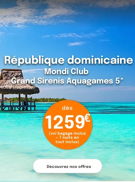 une plage de sable blanc et des cocotiers en République dominicaine avec une offre dès 1259€