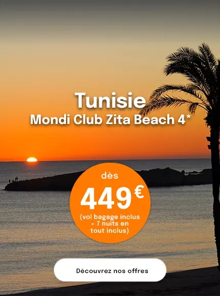 coucher de soleil en Tunisie avec une offre à 449€