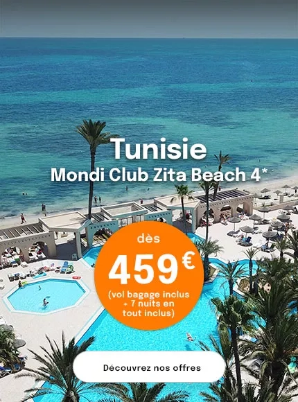vue sur une plage de Djerba avec une offre dès 459€