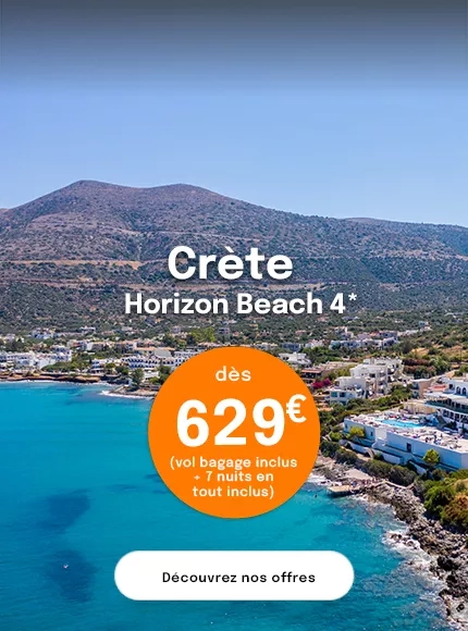 vue sur la mer Egée d'un hôtel en Crète avec une offre à 629€ 