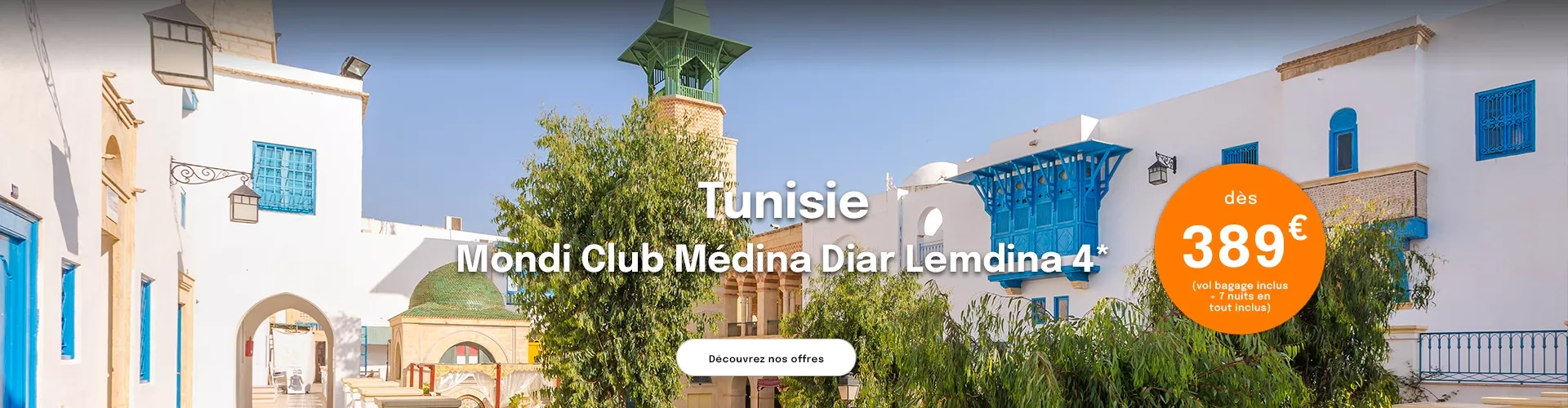 des maisons blanches et bleues en Tunisie