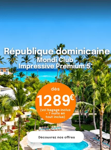 une piscine avec des palmiers et la mer des Caraïbes en fond