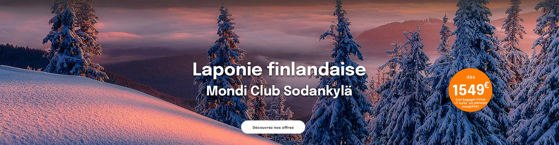 Coucher de soleil sur montagnes enneigées