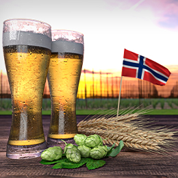 verres de bière et drapeau norvégien